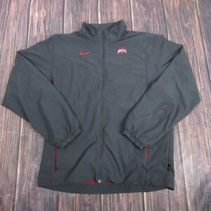 Ohio State Buckeyes Jacket Mens Medium Gray Red NCAA Football Nike Full Zip